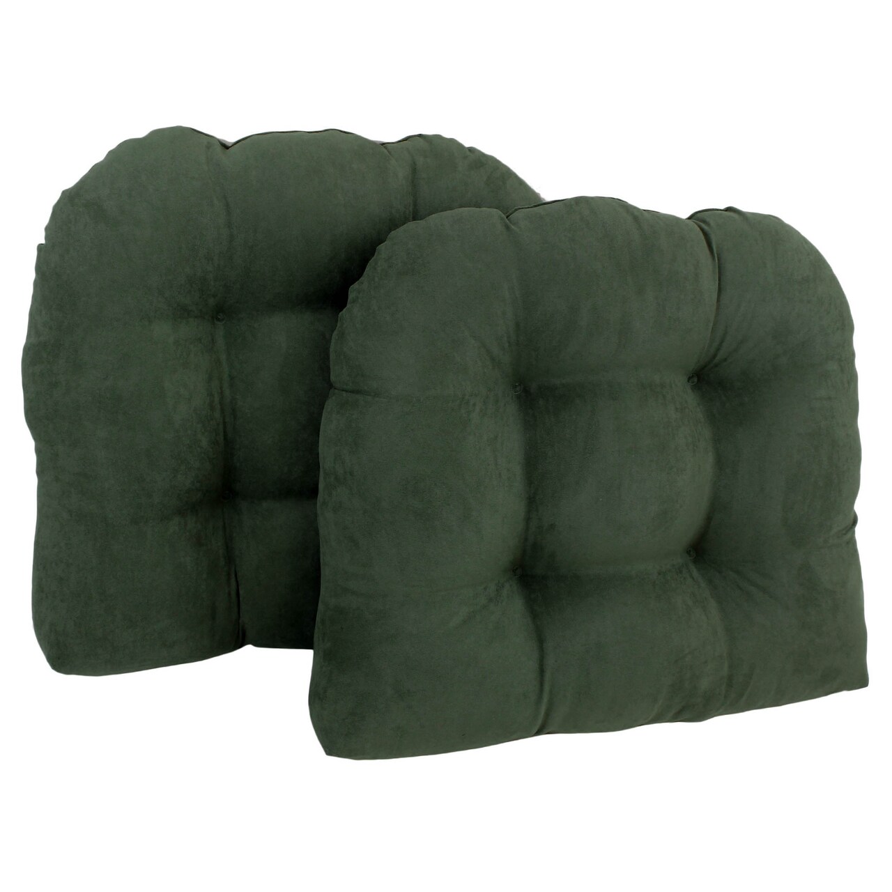 19-inch U-Shaped Micro Suede Tufted Dining Chair Cushion (Set of 2) - Hunter Green
